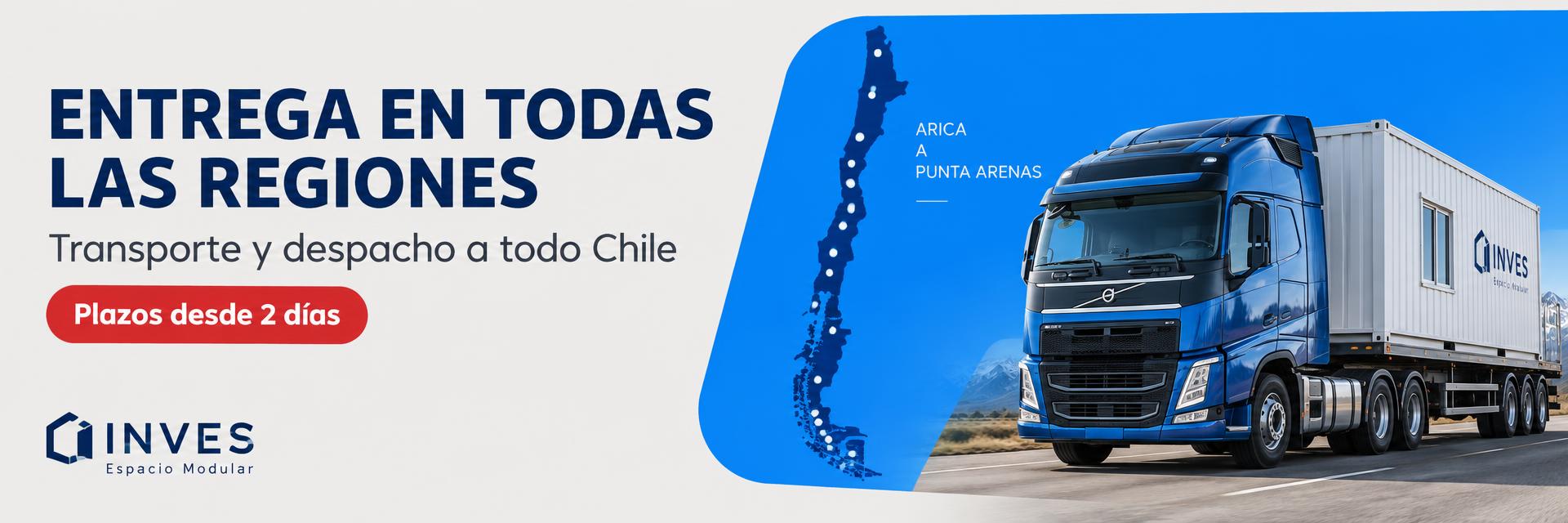 Entrega en todas las regiones: transporte y despacho a todo Chile, plazos desde 2 días